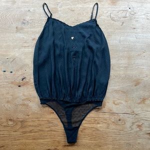 NWT Free People Black Silk body suit top